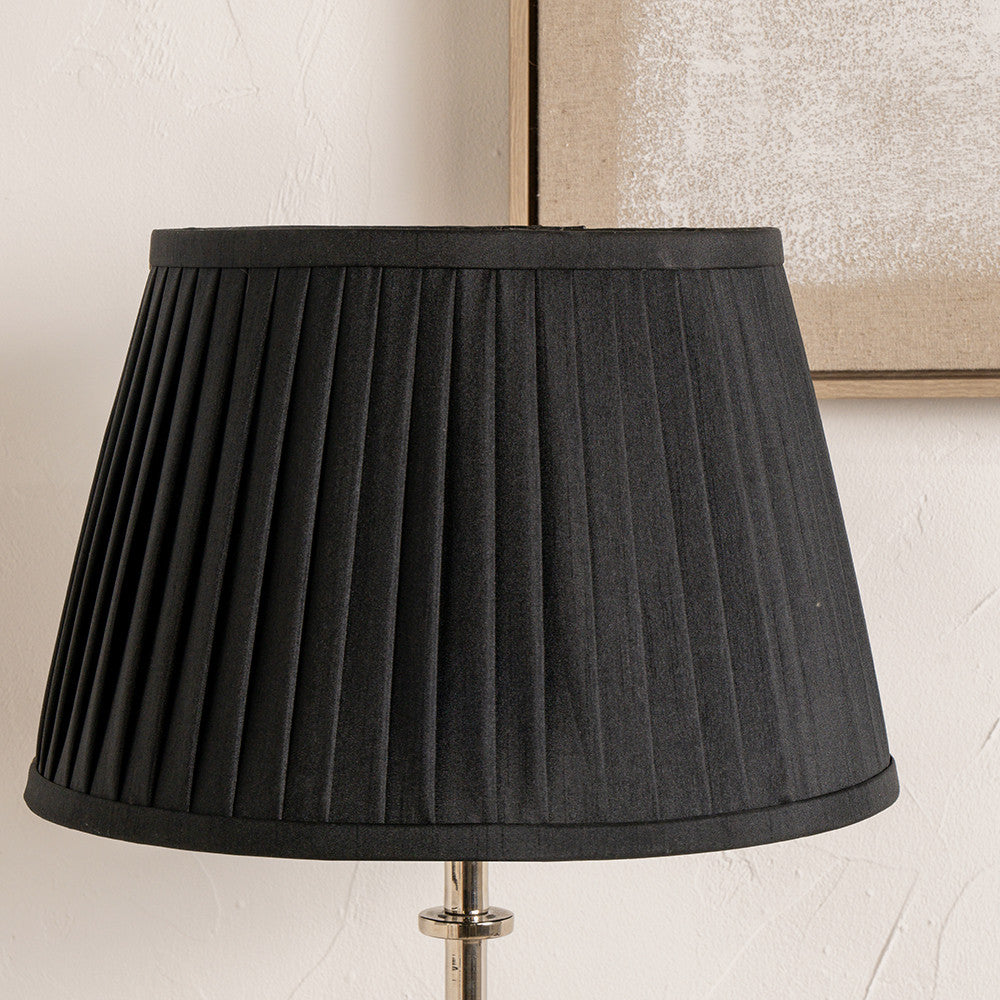 Lyndon 30cm Black Silk Mix Knife Pleat Tapered Lampshade
