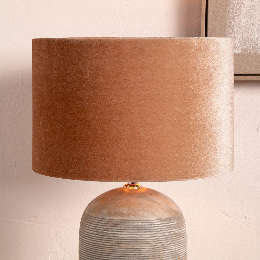 Bow 45cm Apricot Velvet Cylinder Shade