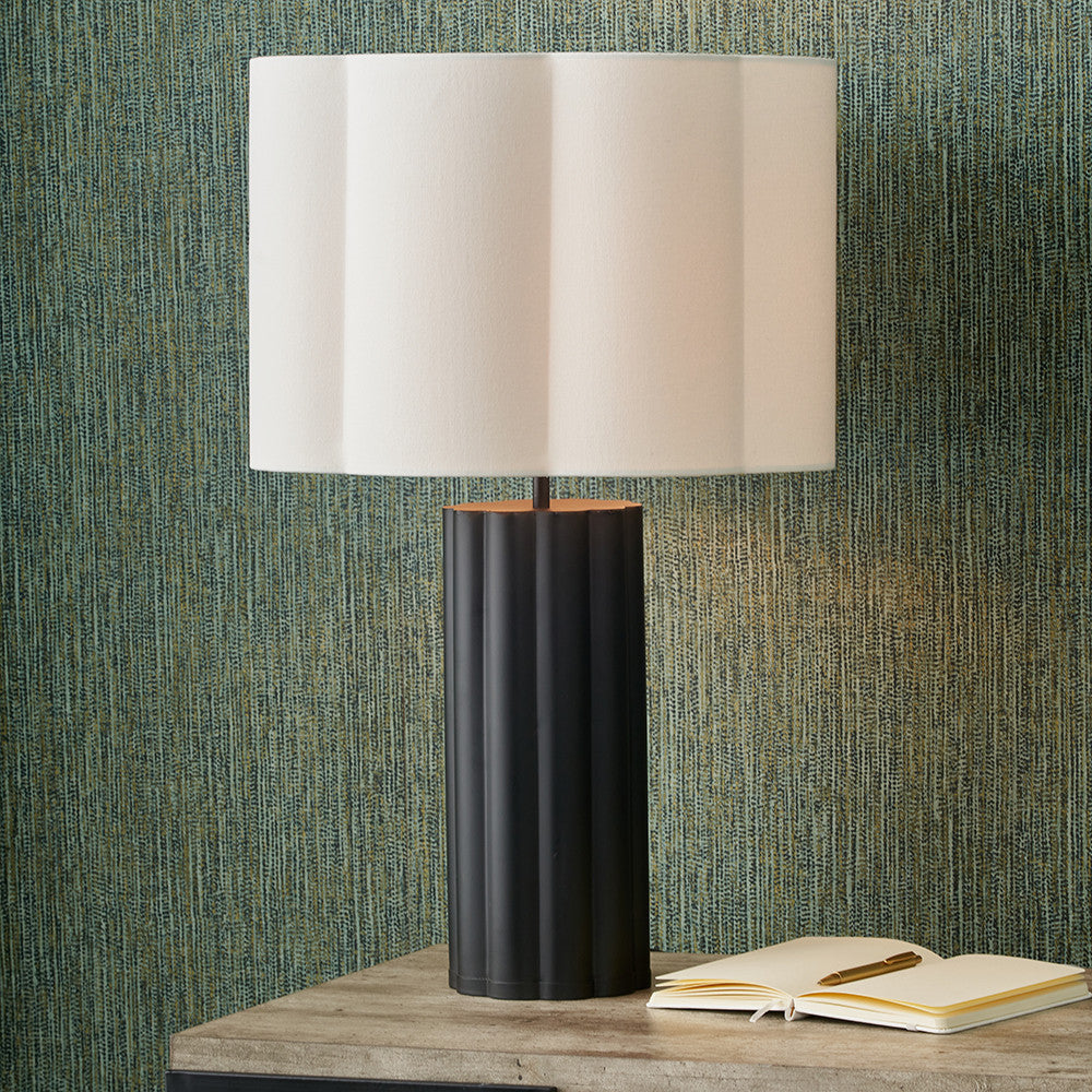 Bloom 30cm White Handloom Scalloped Cylinder Lampshade