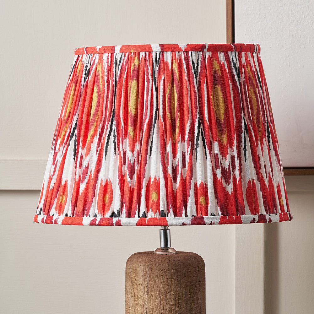 Izara 35cm Red Ikat Patterned Mushroom Pleat Tapered Lampshade