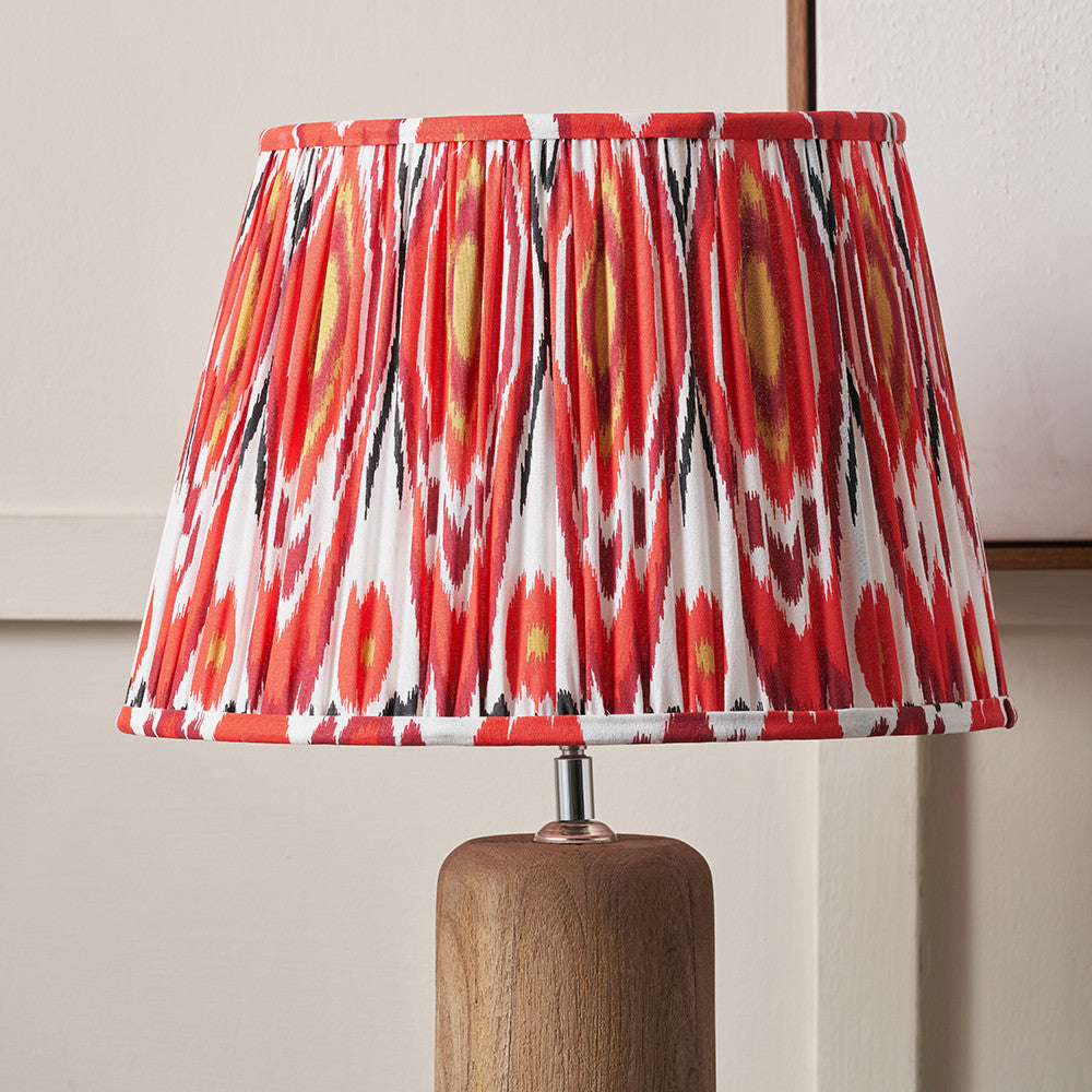 Izara 45cm Red Ikat Patterned Mushroom Pleat Tapered Lampshade