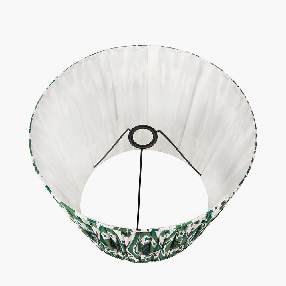 Izara 45cm Racing Green Ikat Patterned Mushroom Pleat Tapered Lampshade