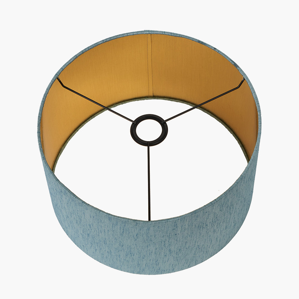 Stellan 30cm Duck Egg Slubbed Silk Mix Gold Lined Cylinder Lampshade