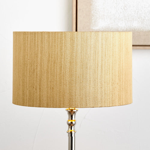 Stellan 35cm Gold Slubbed Silk Mix Gold Lined Cylinder Lampshade | OUTLET