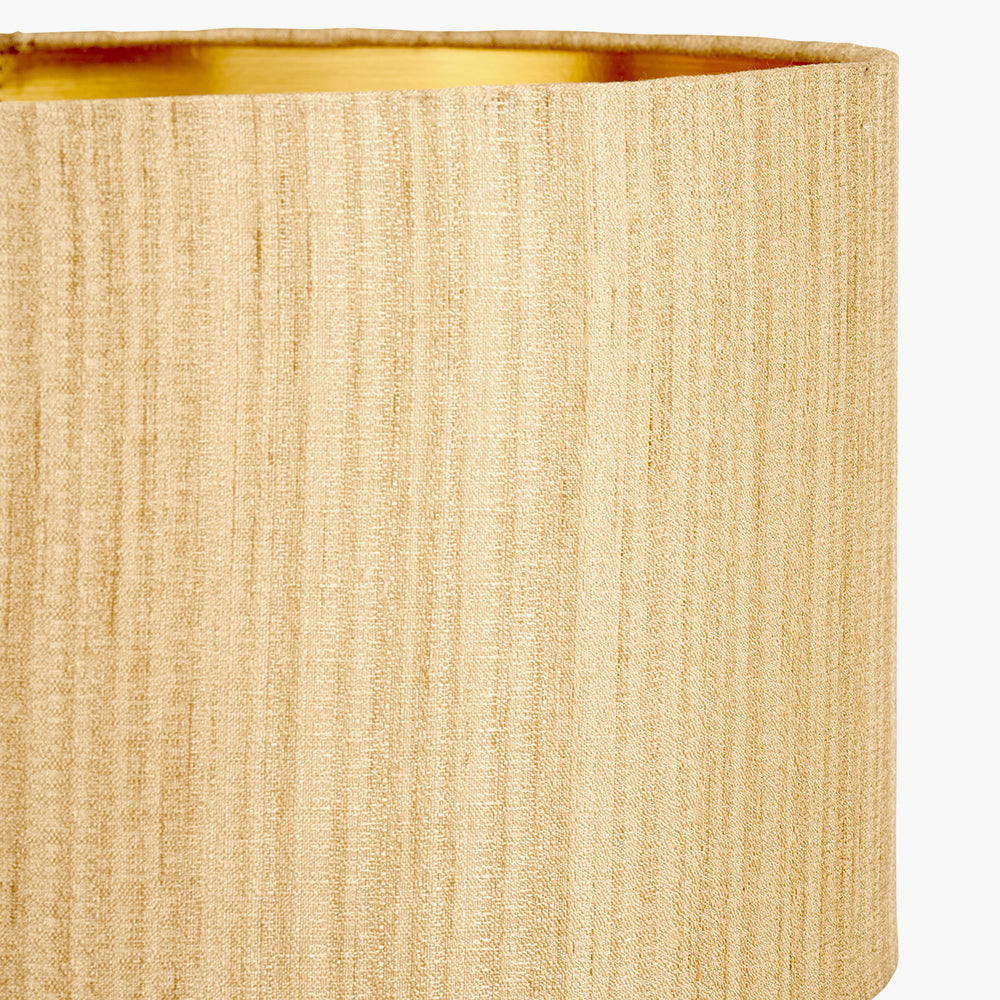 Stellan 40cm Gold Slubbed Silk Mix Gold Lined Cylinder Lampshade
