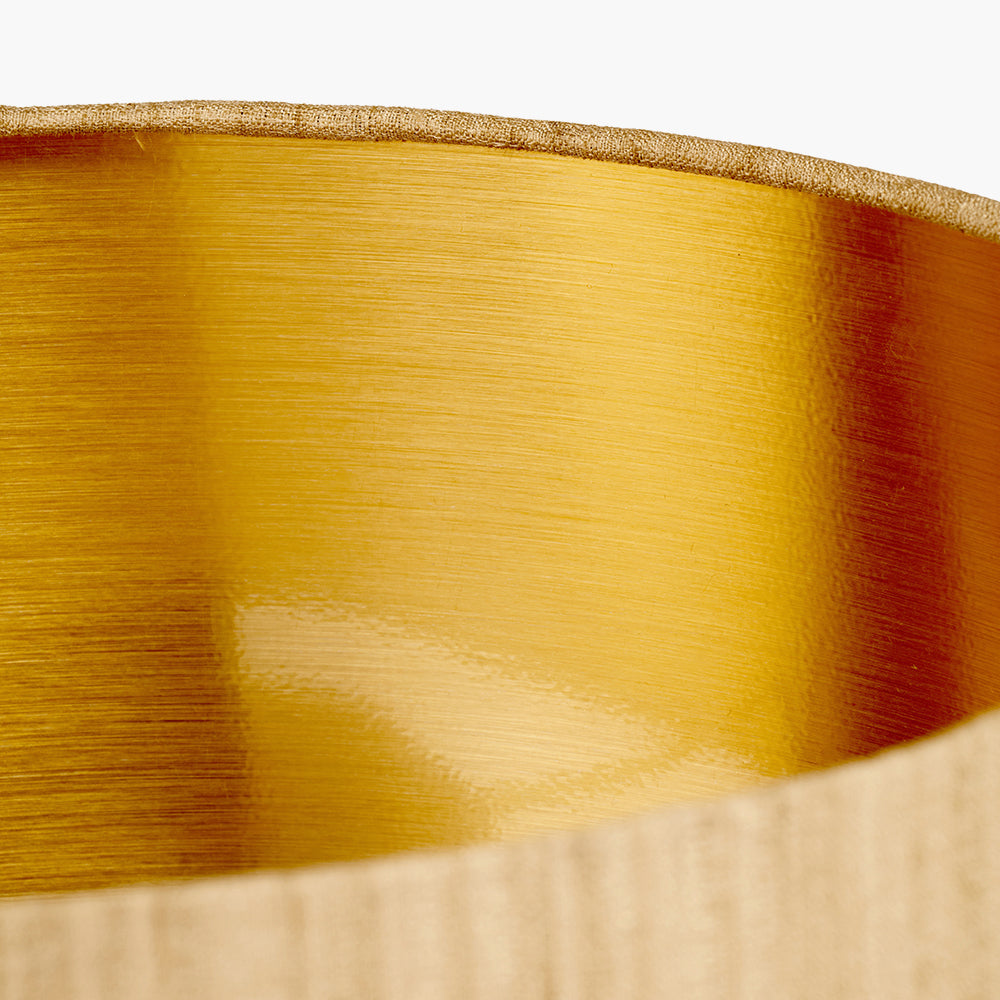 Stellan 45cm Gold Slubbed Silk Mix Gold Lined Cylinder Lampshade