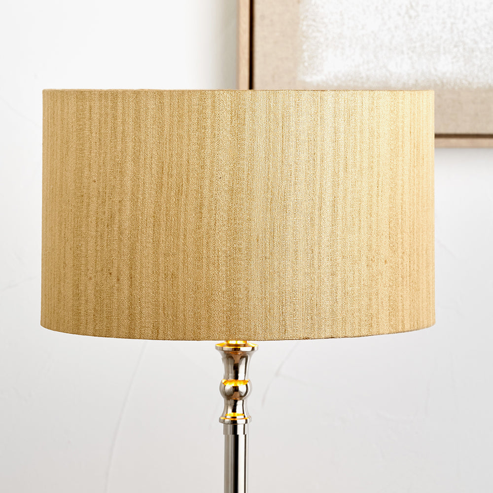 Stellan 45cm Gold Slubbed Silk Mix Gold Lined Cylinder Lampshade