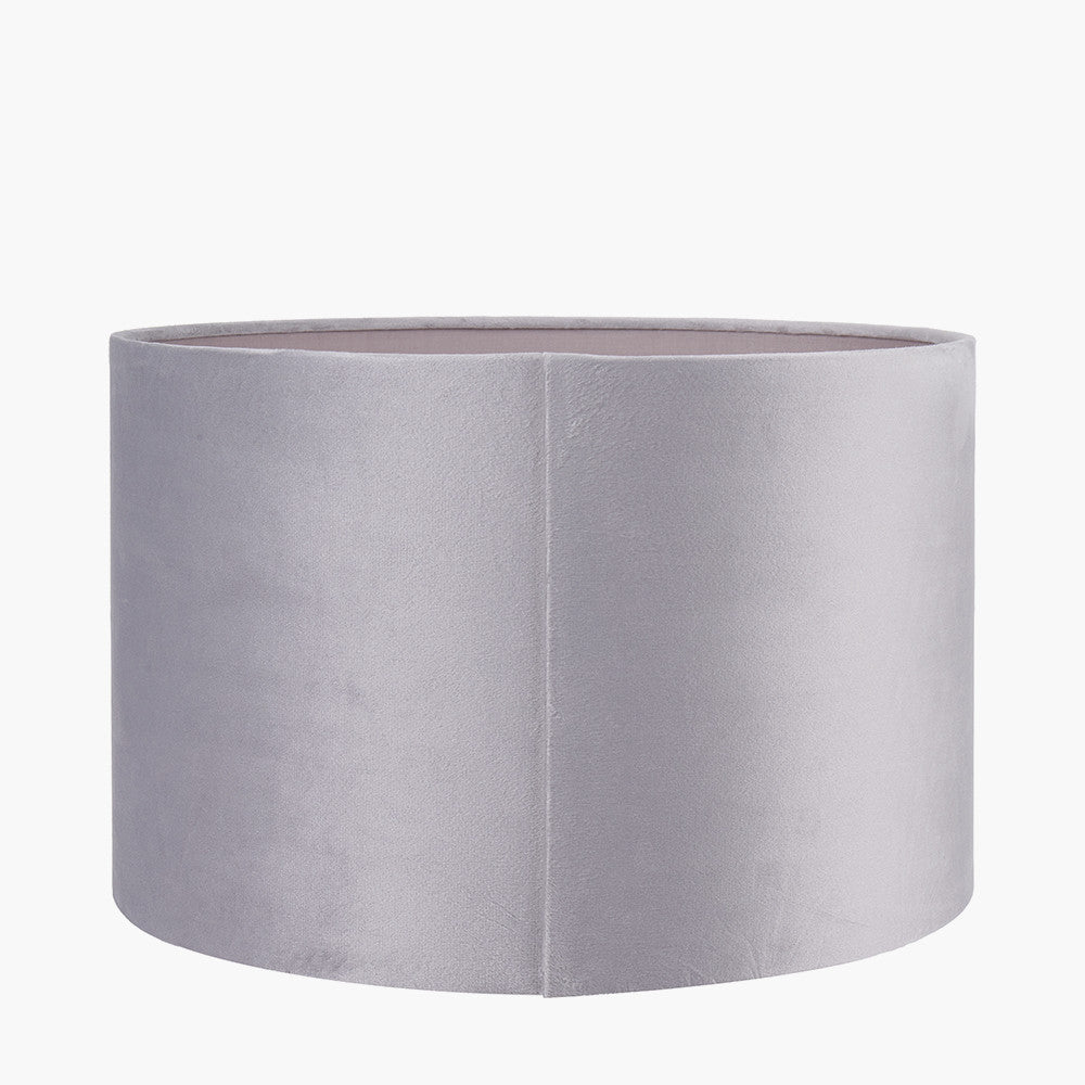 Rene 25cm Light Grey Velvet Cylinder Lampshade