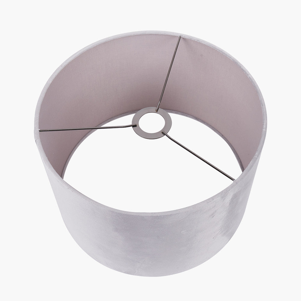 Rene 25cm Light Grey Velvet Cylinder Lampshade