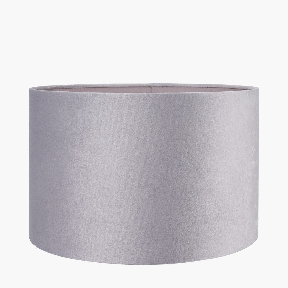 Rene 25cm Light Grey Velvet Cylinder Lampshade