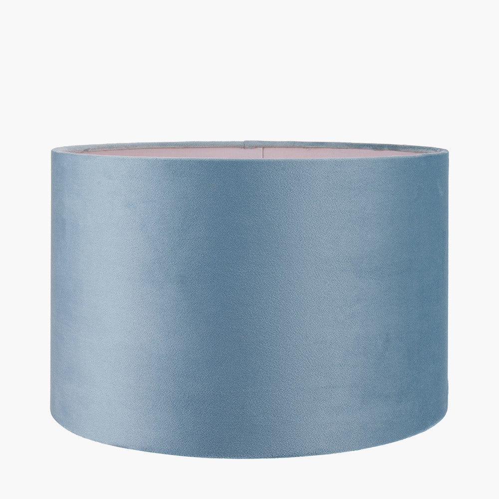 Rene 40cm Duck Egg Velvet Cylinder Lampshade