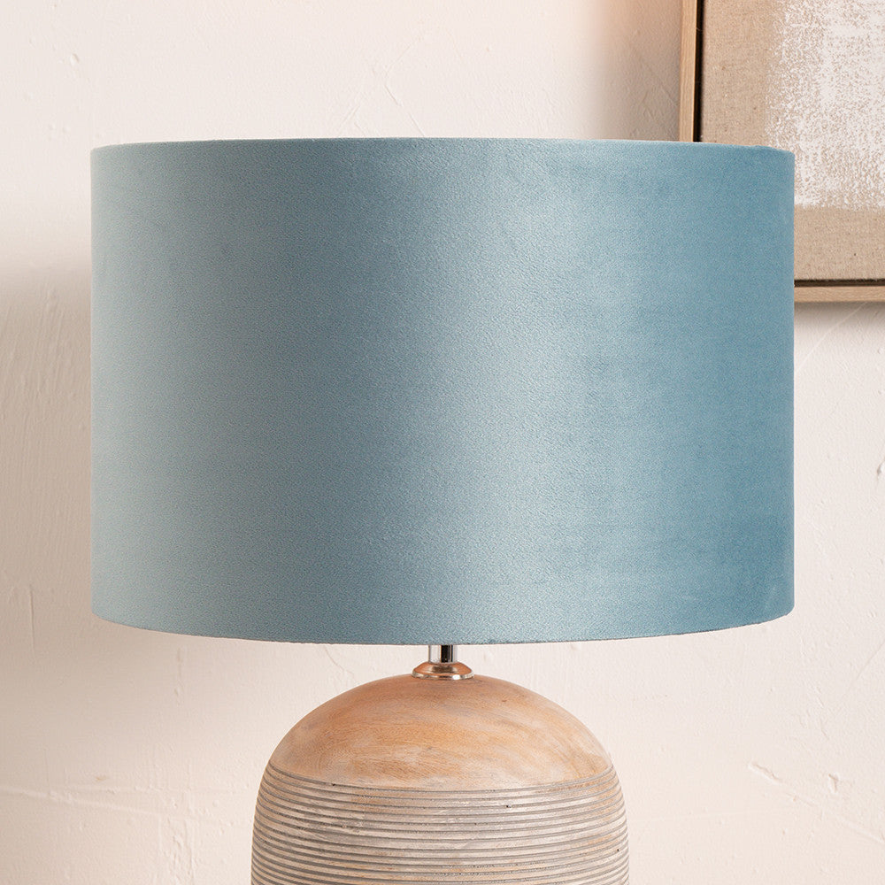 Rene 40cm Duck Egg Velvet Cylinder Lampshade