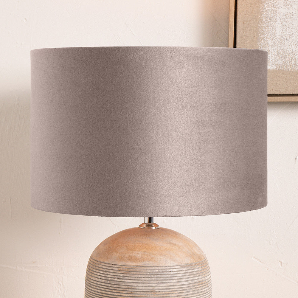 Rene 30cm Greige Velvet Cylinder Lampshade