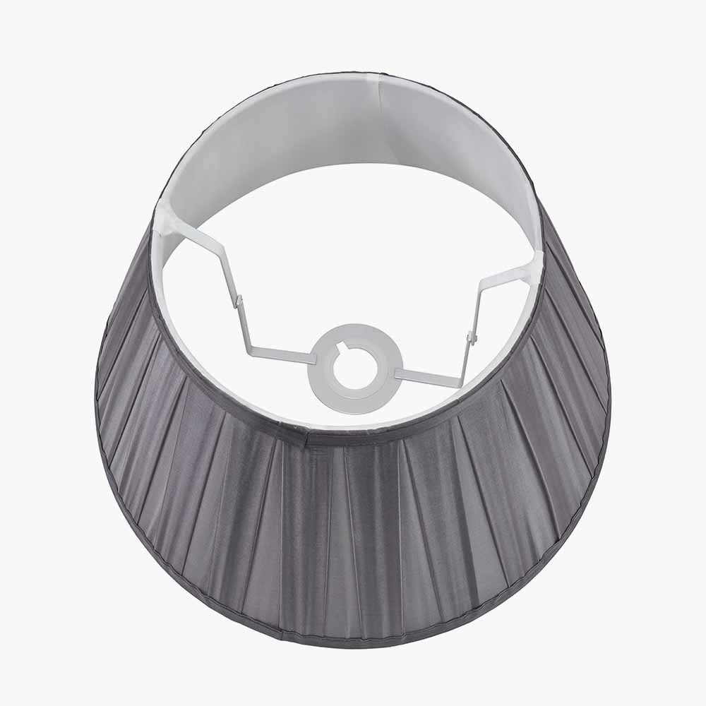 Maya 30cm Steel Grey Silk Box Pleat Tapered Lampshade