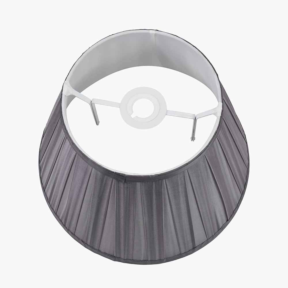 Maya 30cm Steel Grey Silk Box Pleat Tapered Lampshade