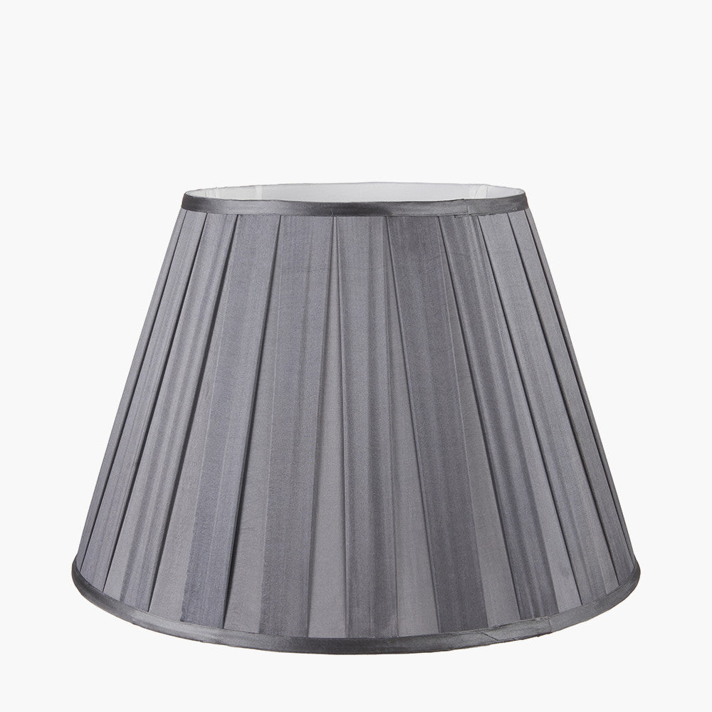 Maya 30cm Steel Grey Silk Box Pleat Tapered Lampshade