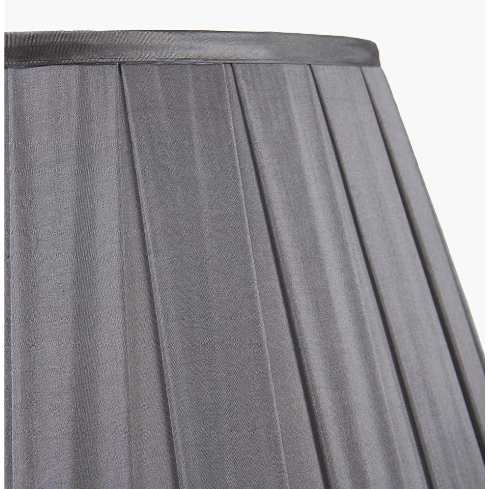 Maya 40cm Steel Grey Silk Box Pleat Tapered Lampshade