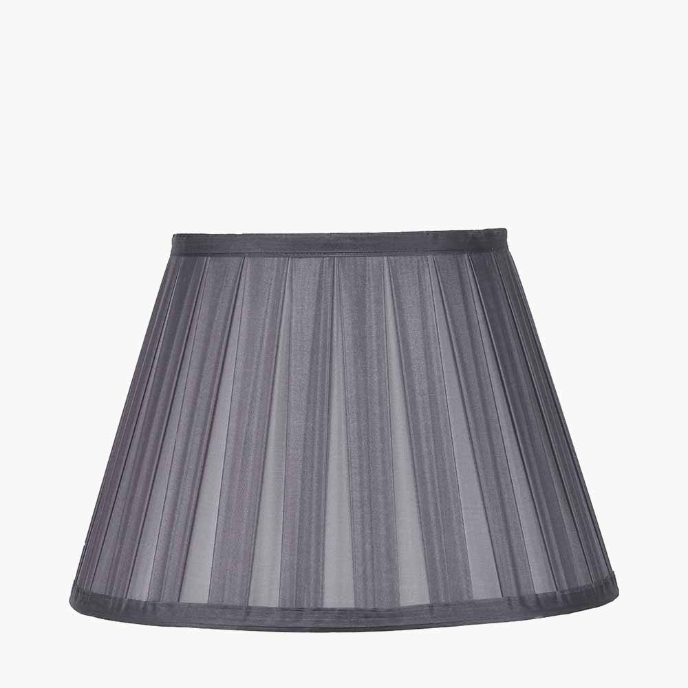 Maya 45cm Steel Grey Silk Box Pleat Tapered Lampshade