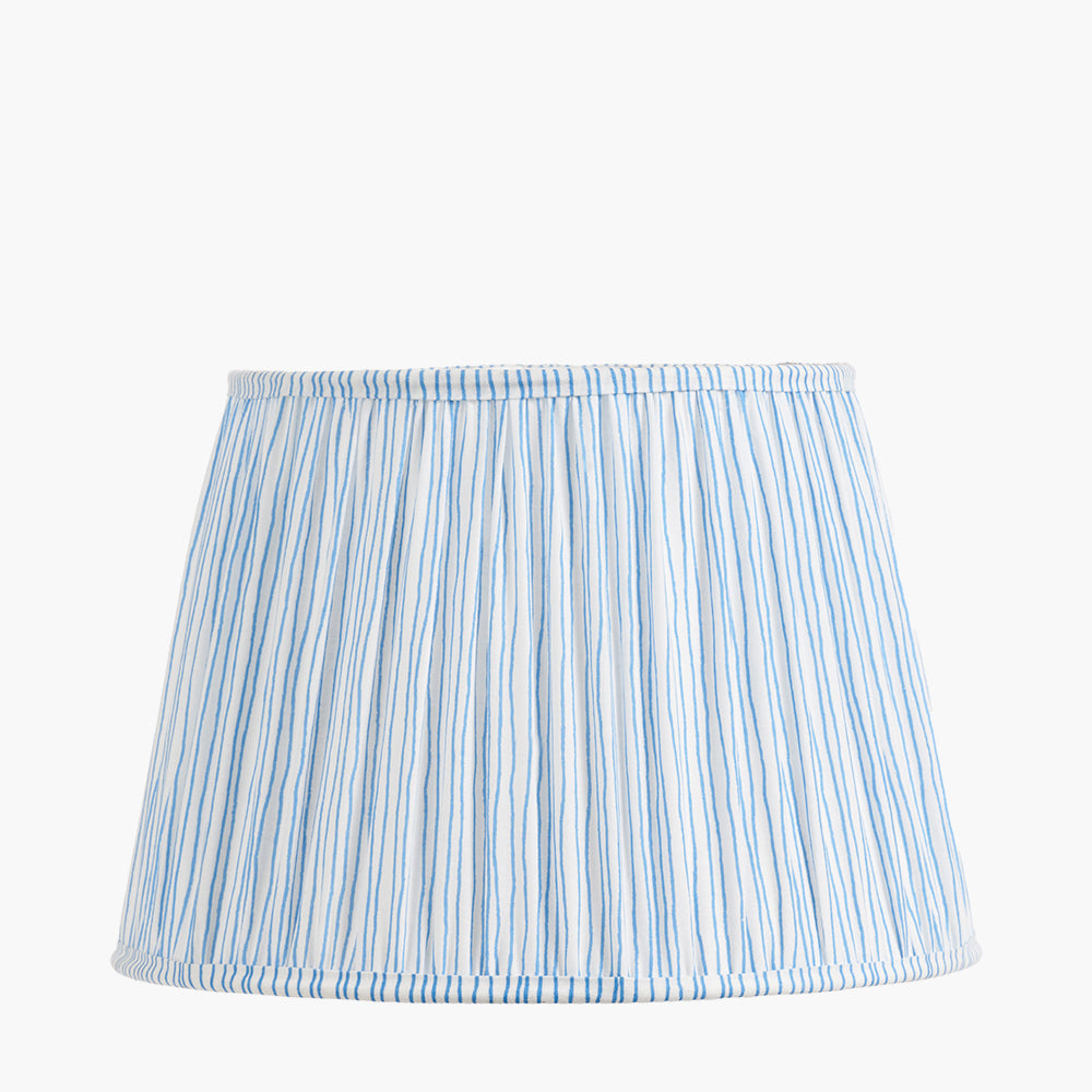 Thiago 40cm Ocean Blue Stripe Mushroom Pleat Tapered Lampshade