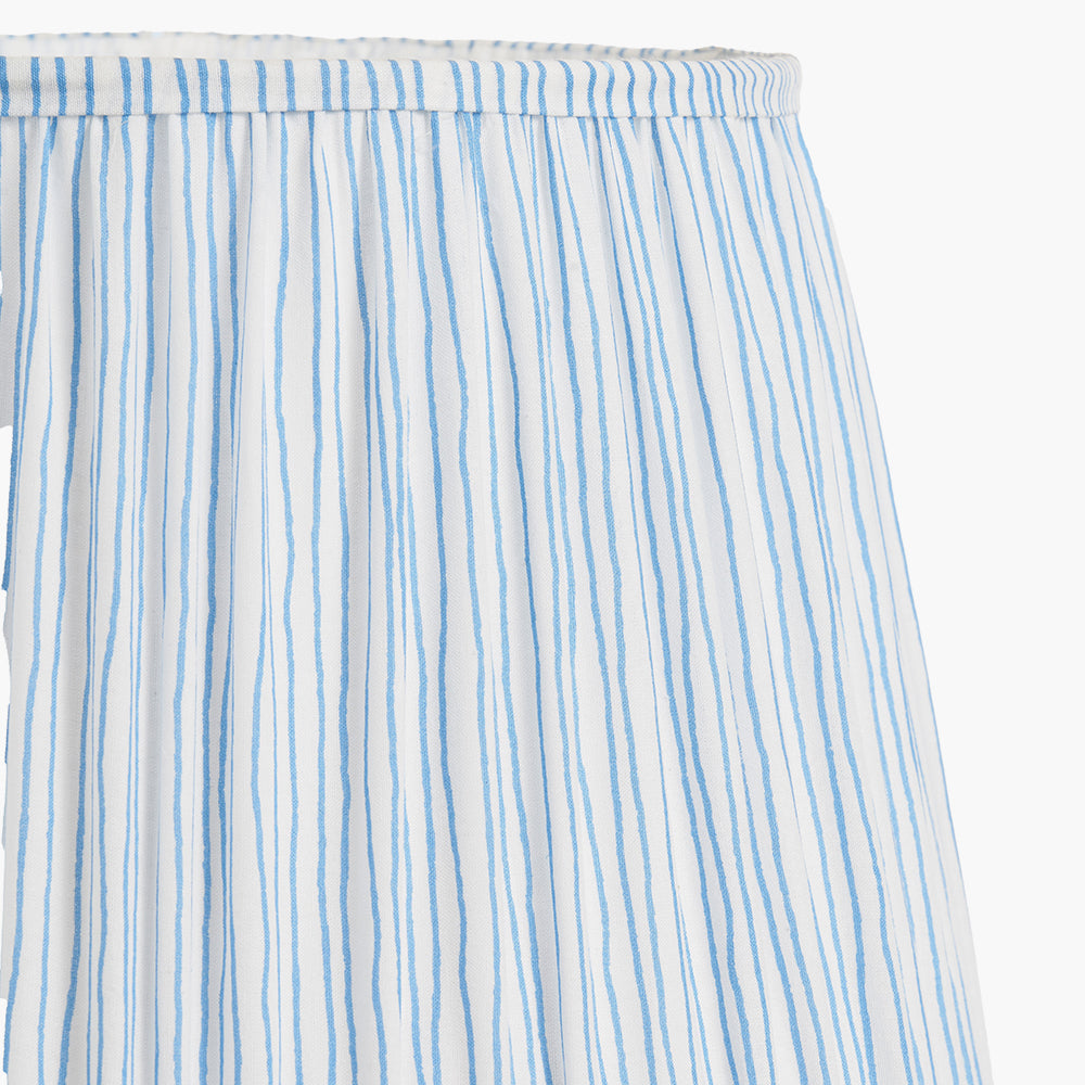 Thiago 40cm Ocean Blue Stripe Mushroom Pleat Tapered Lampshade