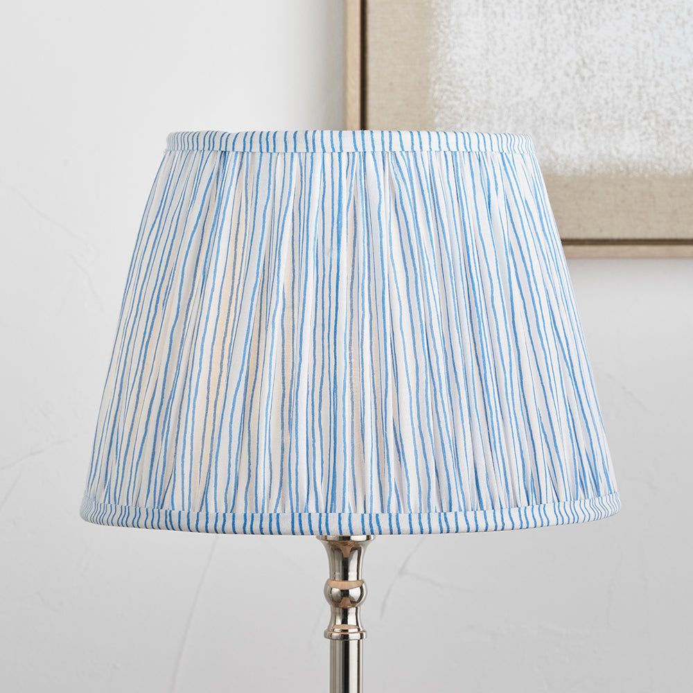 Thiago 40cm Ocean Blue Stripe Mushroom Pleat Tapered Lampshade