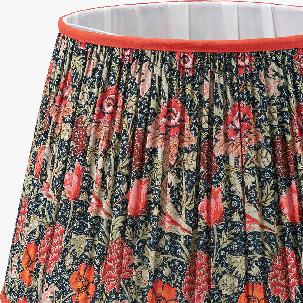 Floressa 40cm Red Floral Patterned Mushroom Pleat Tapered Lampshade