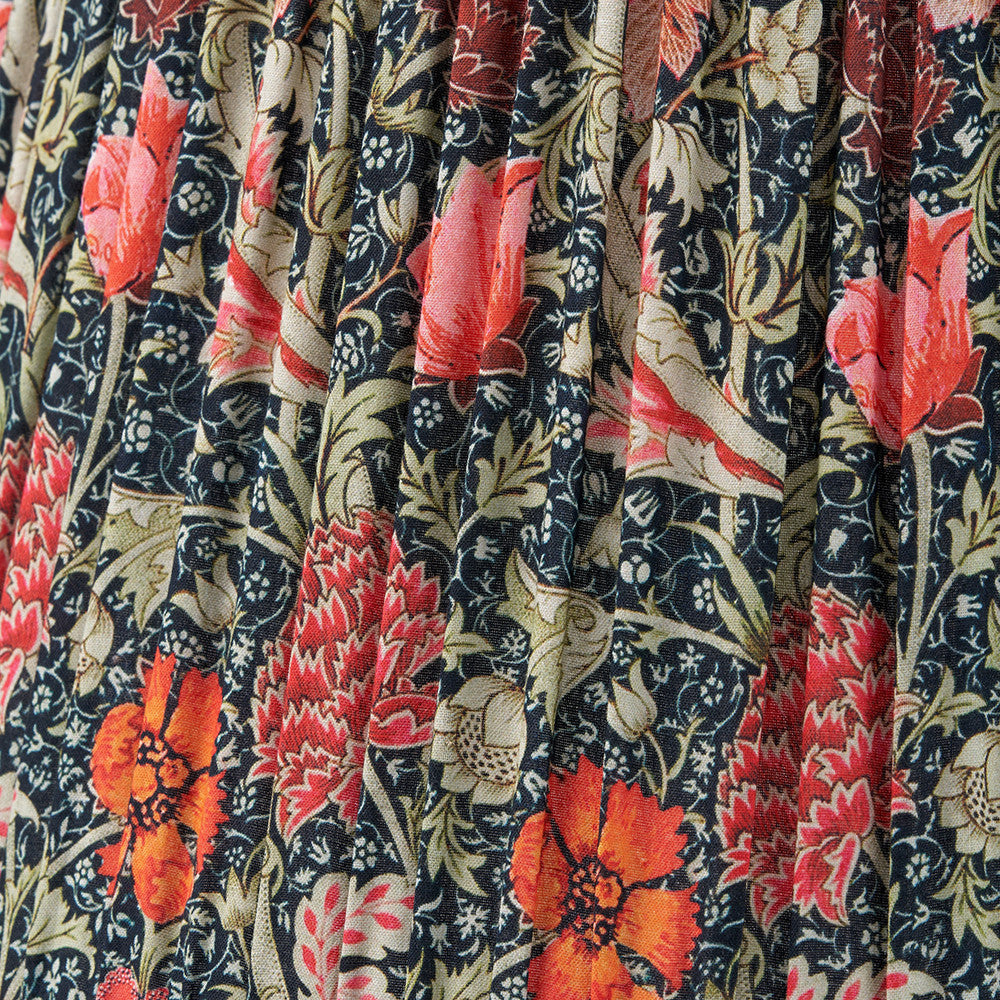 Floressa 40cm Red Floral Patterned Mushroom Pleat Tapered Lampshade
