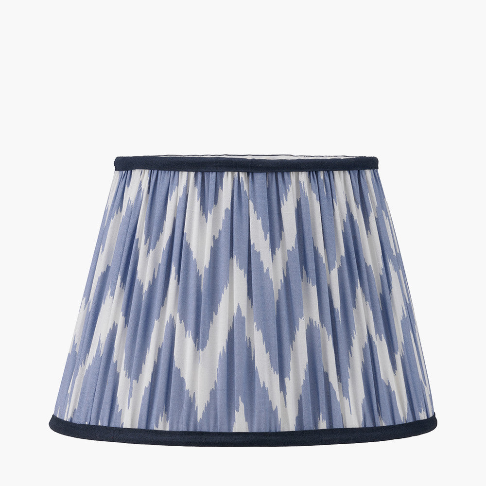 Kamilah 30cm Blue Chevron Patterned Mushroom Pleat Tapered Lampshade