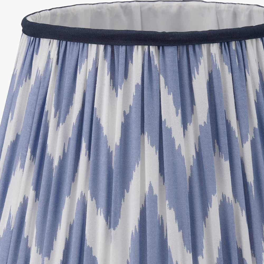 Kamilah 30cm Blue Chevron Patterned Mushroom Pleat Tapered Lampshade