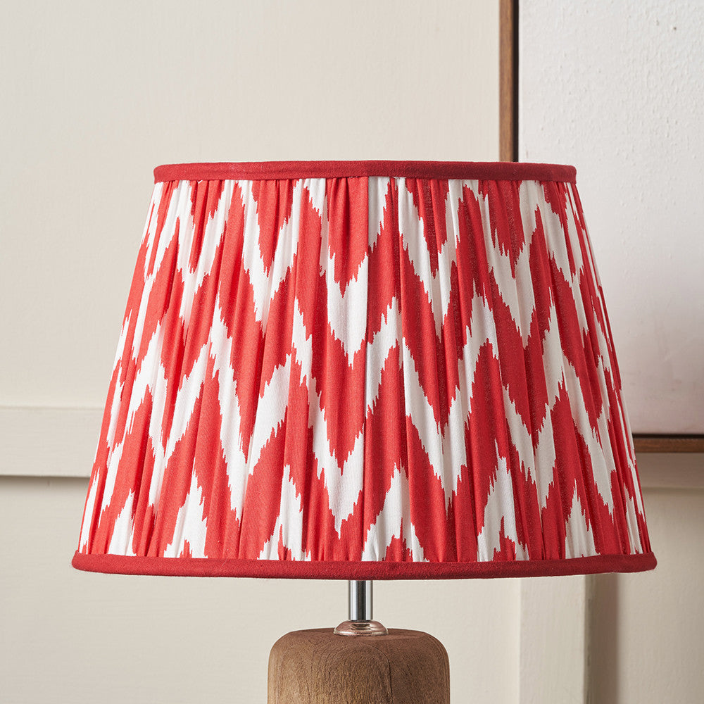 Kamilah 30cm Red Chevron Patterned Mushroom Pleat Tapered Lampshade