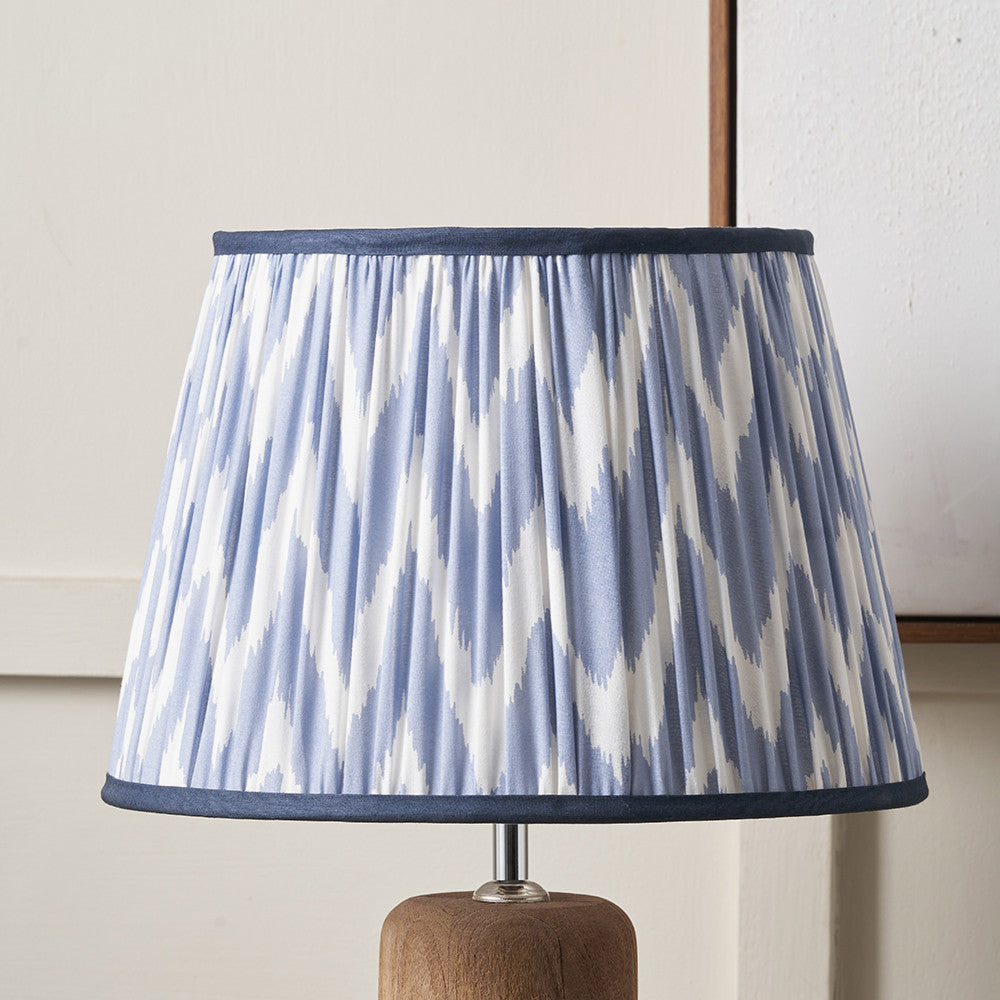 Kamilah 35cm Blue Chevron Patterned Mushroom Pleat Tapered Lampshade