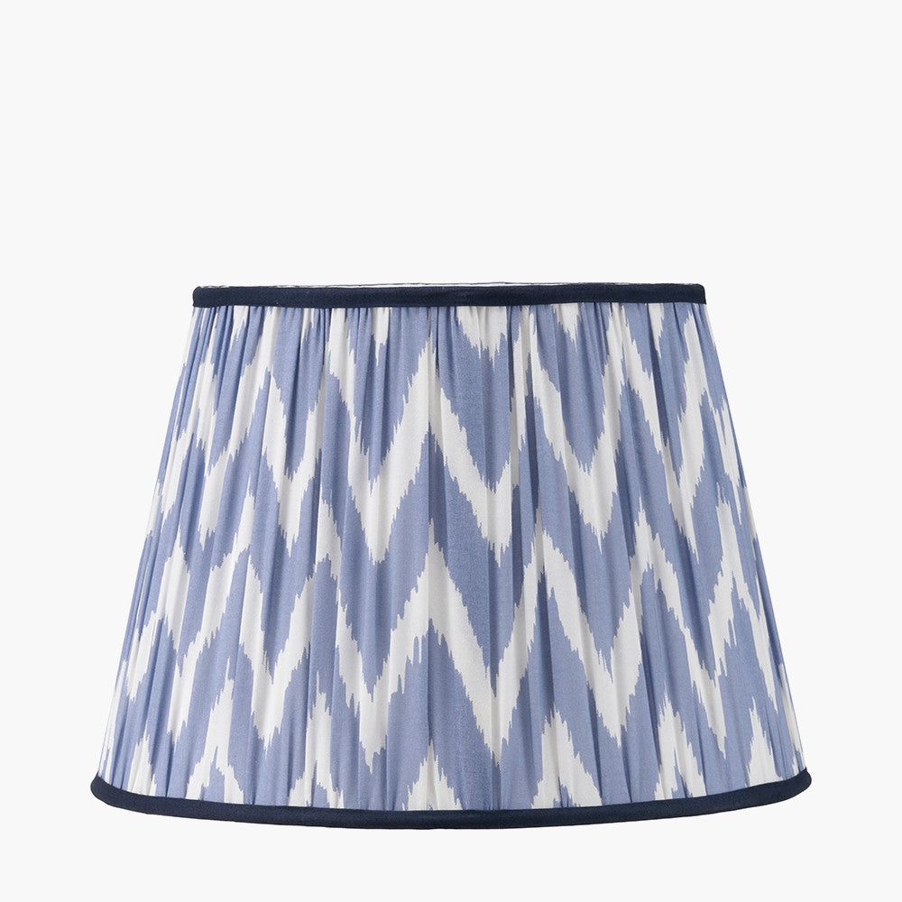Kamilah 40cm Blue Chevron Patterned Mushroom Pleat Tapered Lampshade