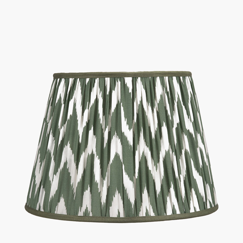 Kamilah 40cm Sage Chevron Pattered Mushroom Pleat Tapered Lampshade