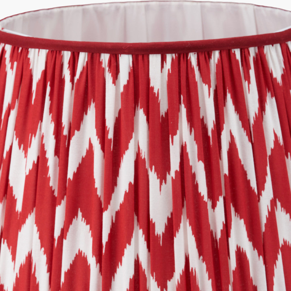Kamilah 45cm Red Chevron Patterned Mushroom Pleat Tapered Lamp Shade