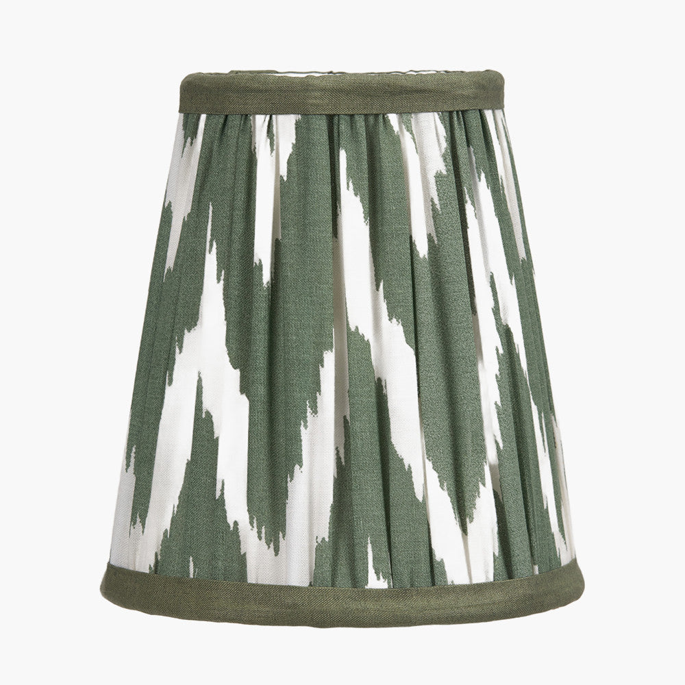 Kamilah 14cm Sage Chevron Pattered Mushroom Pleat Tall Tapered Candle Clip Lampshade