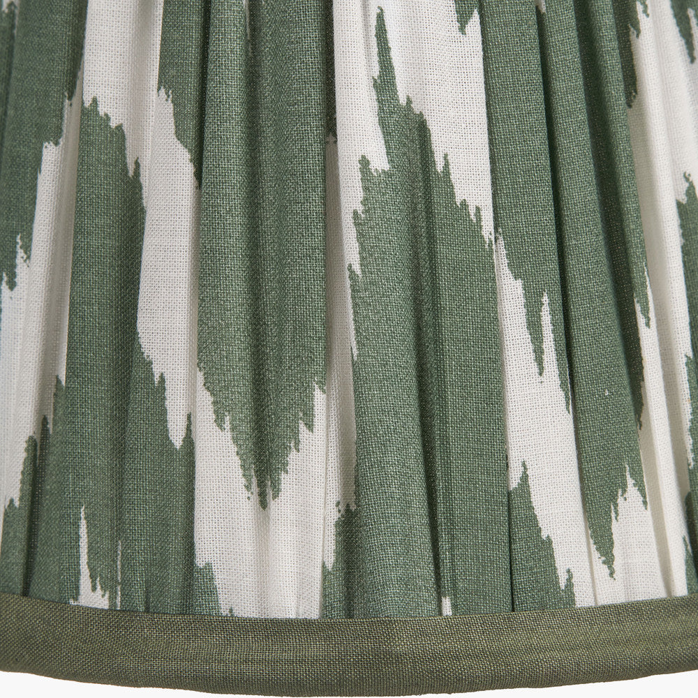 Kamilah 14cm Sage Chevron Pattered Mushroom Pleat Tall Tapered Candle Clip Lampshade