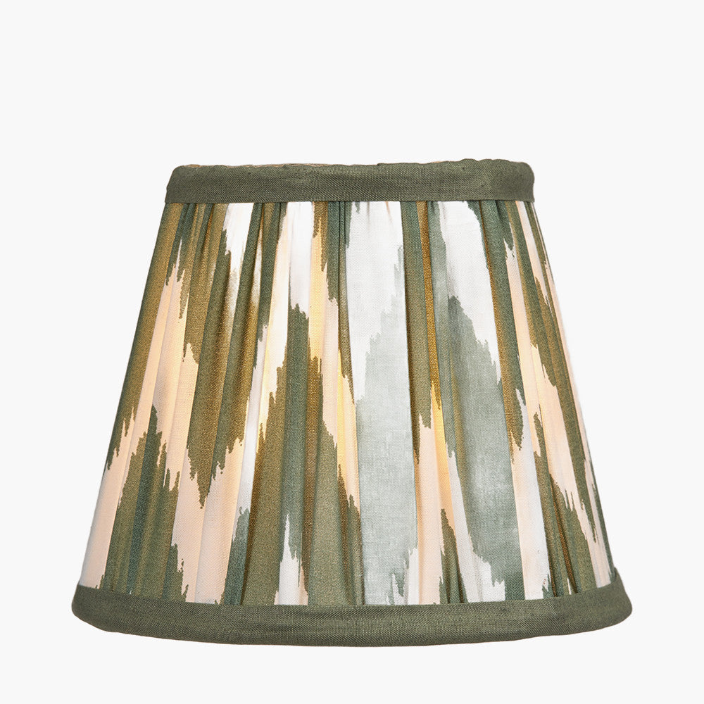 Kamilah 16cm Sage Chevron Pattered Mushroom Pleat Tapered Lampshade