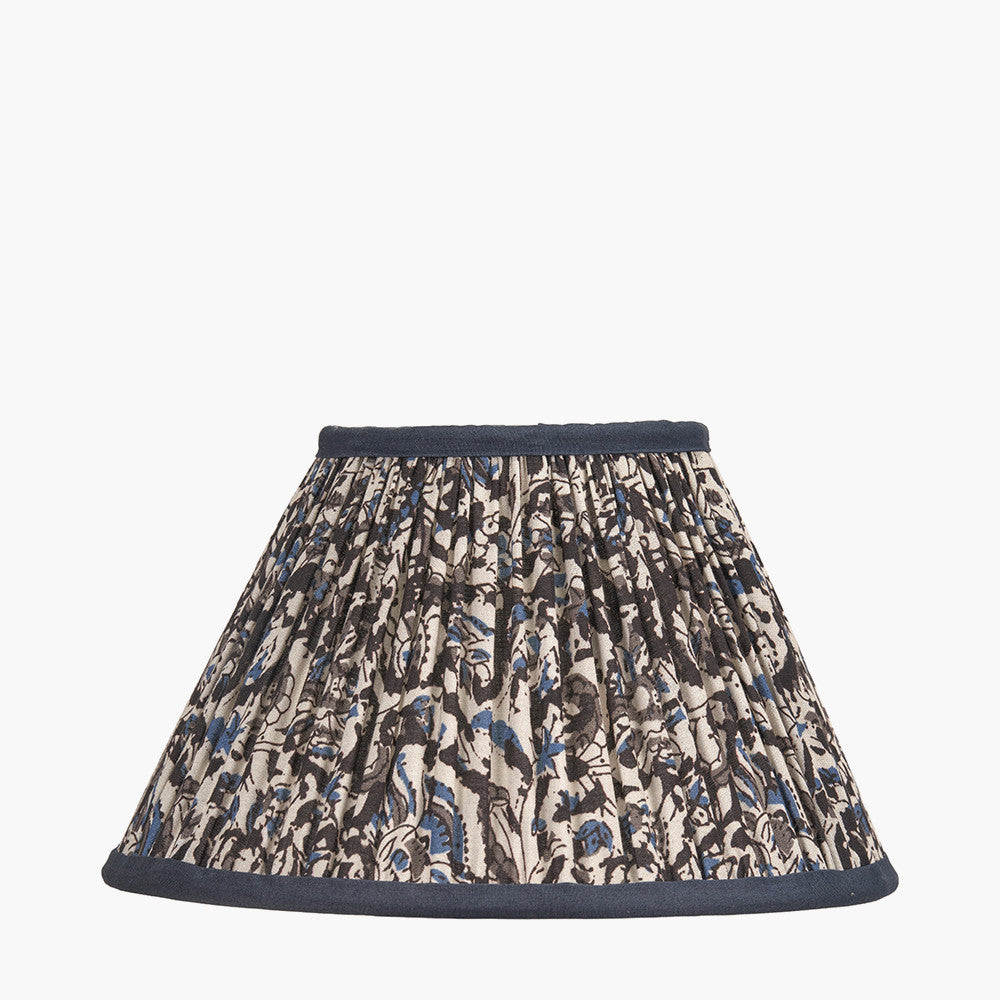 Ornella 25cm Blue Floral Design Mushroom Pleat Empire Lampshade