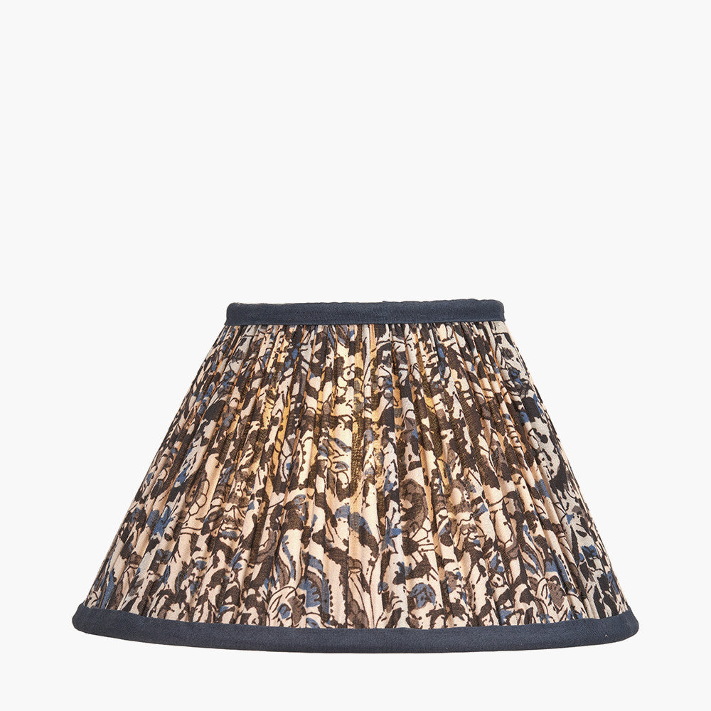 Ornella 25cm Blue Floral Design Mushroom Pleat Empire Lampshade