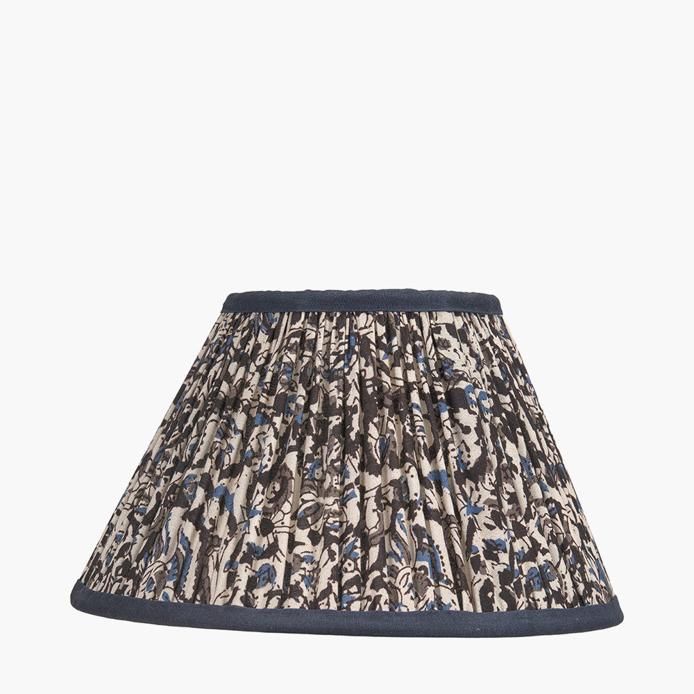 Ornella 25cm Blue Floral Design Mushroom Pleat Empire Lampshade