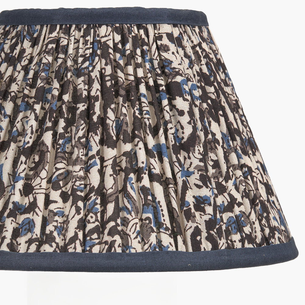 Ornella 25cm Blue Floral Design Mushroom Pleat Empire Lampshade