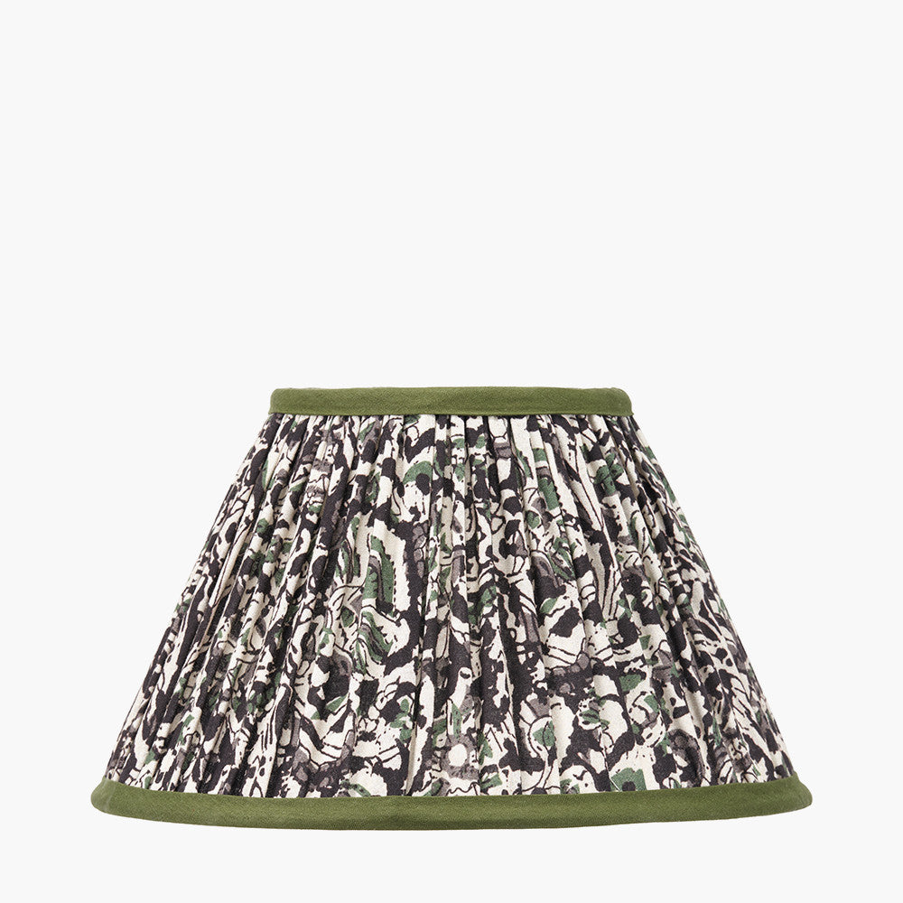 Ornella 25cm Green Floral Design Mushroom Pleat Empire Lampshade