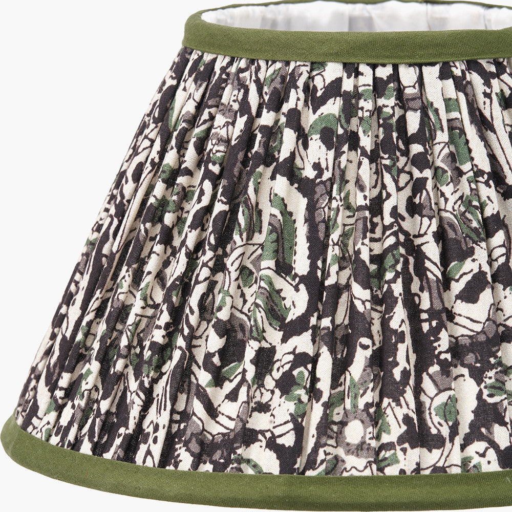 Ornella 25cm Green Floral Design Mushroom Pleat Empire Lampshade
