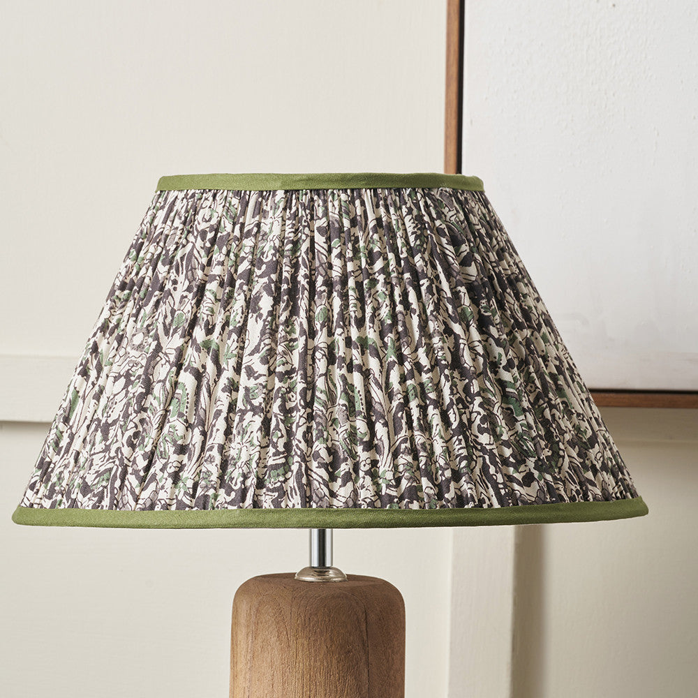 Ornella 25cm Green Floral Design Mushroom Pleat Empire Lampshade