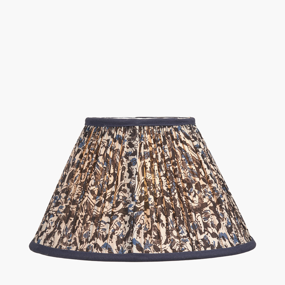 Ornella 30cm Blue Floral Design Mushroom Pleat Empire Lampshade