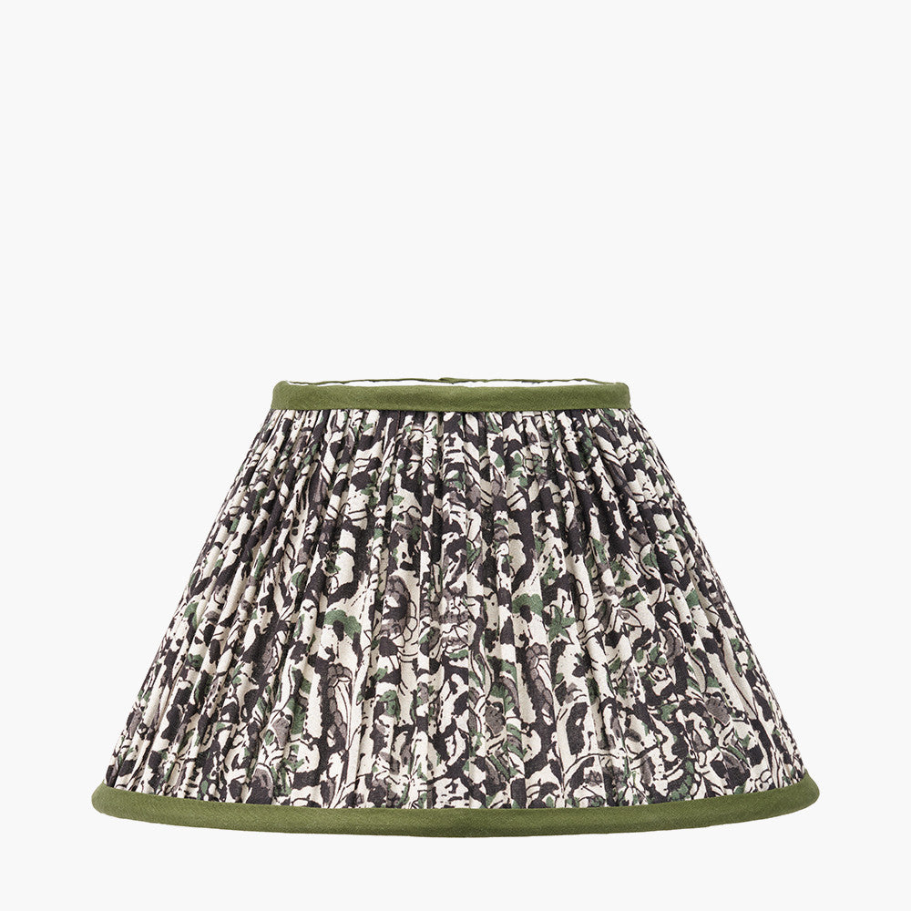 Ornella 30cm Green Floral Design Mushroom Pleat Empire Lampshade