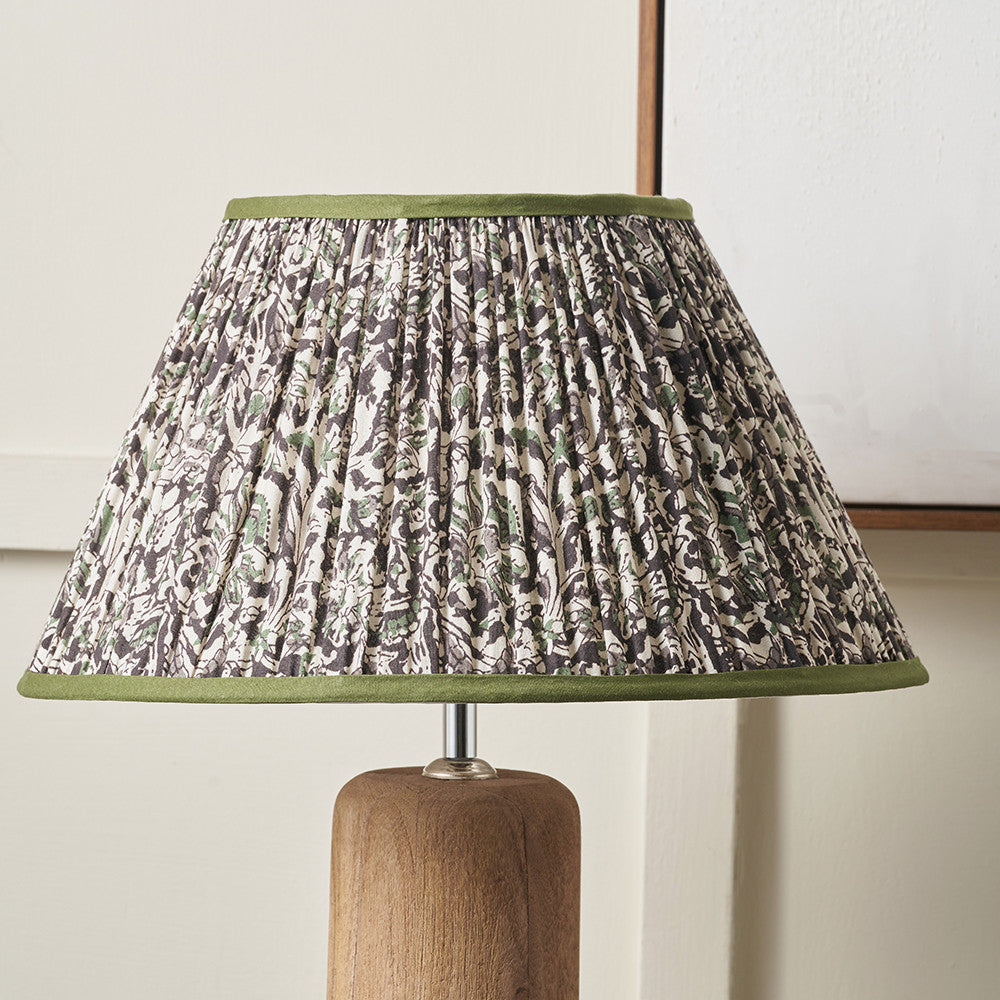 Ornella 30cm Green Floral Design Mushroom Pleat Empire Lampshade