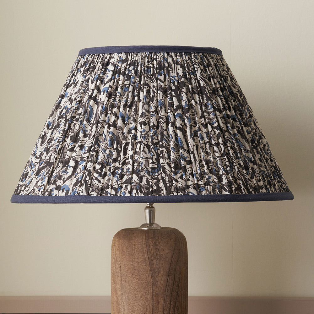 Ornella 35cm Blue Floral Design Mushroom Pleat Empire Lampshade