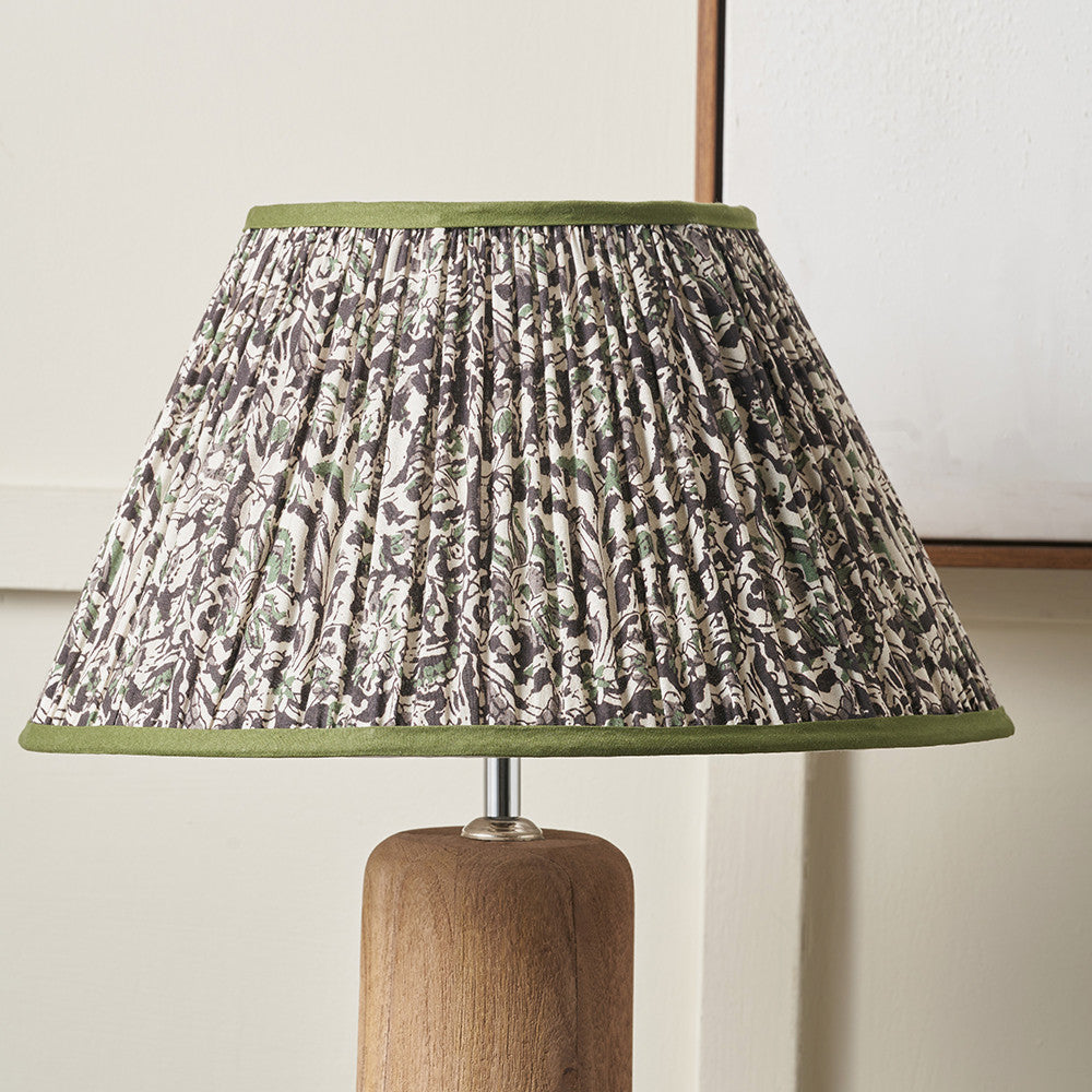 Ornella 35cm Green Floral Design Mushroom Pleat Empire Lampshade