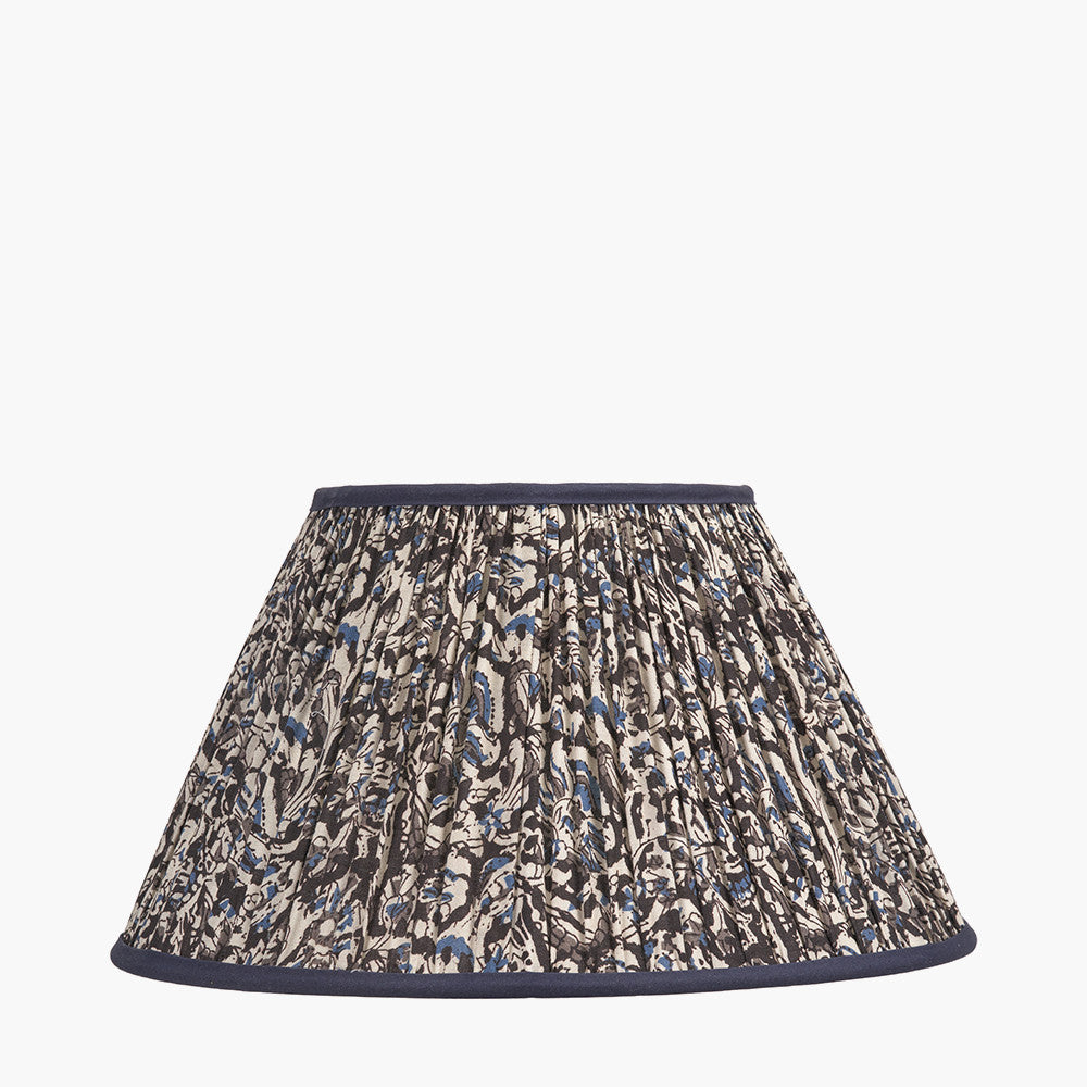 Ornella 40cm Blue Floral Design Mushroom Pleat Empire Lampshade